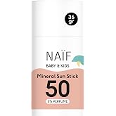 Na&iuml;f Mineral Sunscreen Stick for Babies and Children - SPF 50, Unscented, Microplastics and Mineral Oils Free, UVA/UVB Protec