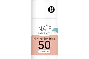 Naïf Mineral Sunscreen Stick for Babies and Children - SPF 50, Unscented, Microplastics and Mineral Oils Free, UVA/UVB Protection, Waterproof, Dermatologically Tested - 36g