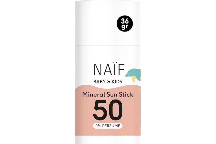Naïf Protector Solar Mineral en Barra para Bebés y Niños – FPS 50, sin perfume, sin microplásticos ni aceites minerales, prot