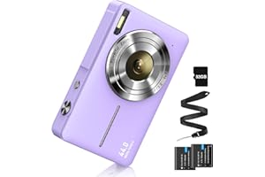 CAMKORY Fotocamera digitale 44 MP FHD 1080p Macchina Fotografica Digitale con scheda 32 G semplice portatile 16 X Macchina Digitale Compatta per bambini adolescenti studenti anziani viola