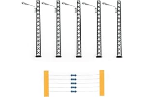 PUUPAA Lot de 5 lampadaires de train modèle ferroviaire, 1 : 87 modèles de lampadaires à échelle HO, modèle d'extérieur pour rail et bâtiment 20 mA 3 V