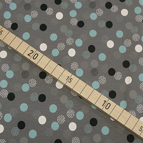 3×0,5m Jersey grau-türkis gemustert Breite 1,4m Muster-Mix 95% Baumwolle 5% Elastan (insgesamt 1,5m x 1,4m) - 4