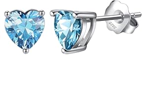 Bellitia Jewelry Boucles d'oreilles Coeur d'amour pour Femme, Clou d'oreilles en Argent Sterling 925 avec Pierres Précieuses Coeur Facile Beaux Bijoux Cadeau pour les Femmes Filles
