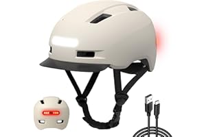 Shinmax Casque Velo Homme Femme, Casque vélo Femme avec 5 Modes lumière, USB Casque de vélo avec visière, Casque Trottinette Electrique Adulte, pour Les navetteurs urbains