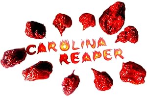 Amazseb Carolina Reaper Piment Entier Séché Sec - Piments Le Plus Fort Du Monde Entiers Séchés Secs , 10 Unité (Lot De 1)