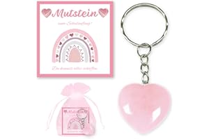 Znnhnn Mutstein für Kinder Einschulung, Glückssteine Schlüsselanhänger mit Grußkarte und Organza Beutel, Einschulung Geschenk Glückssteine Mädchen, Glücksbringer Kinder, Schultüte Füllung