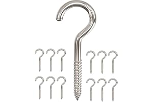 CL-Link 12Pcs Screw-in Hook Self-Tapping Screw Hooks Open Eye Hooks Heavy-Duty Screw Hooks for Home, Office and Outdoor use, Lighting Hook Racks 3.2 inches