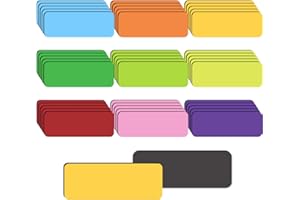 ETEAMCAN Magnetstreifen Beschreibbar Magnete 80x30 Magnetschilder zum Beschriften Bunt Beschreibbare Magnete Magnetetiketten für Whiteboard 45 Stück