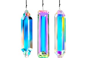 ‎HDCRYSTALGIFTS 3 Stück Kristalle zum Aufhängen Sonnenfänger Kristall Regenbogen Glas Prisma zum Hängen Sonnenfänger Kristall Groß für Fenster Feng Shui Dekoration für Zuhause Garten