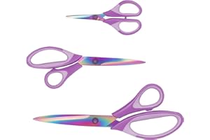 UAUGULFT 3 paia di forbici multiuso in titanio con impugnatura morbida, per famiglia, ufficio e scuola, colore: viola