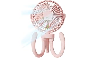BWBIKE Baby Stroller Fan Handheld Personal Portable Desk Fan Rechargeable Table Fans 360° Rotatable Car Seat Fan Mini USB Fan, Pink