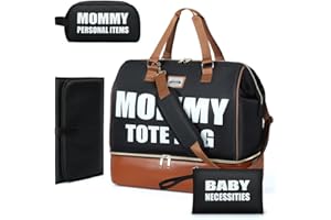 Lekespring Doppellagige Wickeltasche Groß mit Wickelunterlage und 2 Organizer, Vielseitige Baby Wickeltasche Reisetasche Kliniktasche für Unterwegs Reise, Schwarz-02