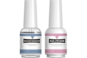 TOMICCA Primer Ongle Vernis Semi Permanent et Nail Déshydrateur Set pour Gel Acrylique Polygel UV Prep Manucure,Protéger Ongles Naturels Air Dry 15 ml*2 pcs