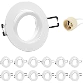 Doughelec Recessed Spotlight Frame GU10 Aluminium White Swivel Downlight LED Recessed Ceiling Porthole with GU10 68 mm Lampho