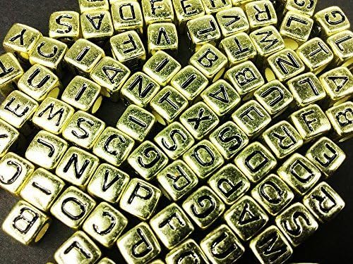 Tokou Acrylic Beads Square Letter Beads Loose Beads Large Hole Beads 6x6mm DIY Hand Beaded Material For Bracelets Necklaces Key Chains and Kid Jewellery 200pcs