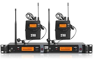 XTUGA IEM1200 Système de Moniteur in Ear sans Fil 2 canaux 2 Bodypacks Monitoring avec écouteur Type sans Fil utilisé pour scène ou Studio, Diffusion en Direct, amplificateur Guitare (2 Bodypacks)