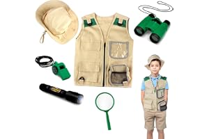 Home Smart Safari Costume Vest Hat and Other Accessories for Kid's Explorer and Outdoor Activity Role Play Dress