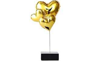 suruim Scultura a palloncino dorata con piccoli cuori a palloncino, decorazione moderna per la casa, statuette da collezione, ornamenti per scaffali, librerie, tavolini, soprammobili per la casa per