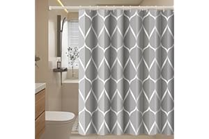 GONOVE Shower Curtain for Bathroom 240 x 200 cm Anti-Mould Mildew Resistant Waterproof Polyester Fabric Geometric Shower Curtain Liner Extra Long Bath Curtain with Hooks, Washable and Weighted Hem