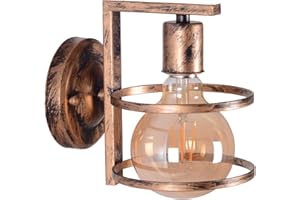 TWSXTE E27 Applique da parete vintage antica Lampada da parete portalampada regolabile paralume interno industriale retrò (lampadine non incluse)