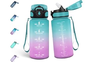 Mulbijeo Dricksflaska 500 ml, BPA-fri, lämplig för kolsyrade drycker, läckagesäker vattenflaska, sportflaska med sugrör, spor