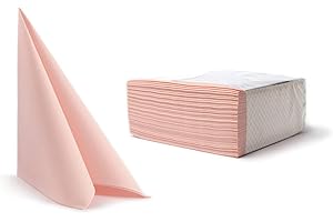 AROBA Serviettes Airlaid - Style tissu - 26 couleurs - 40 x 40 cm - Qualité supérieure - Serviettes de mariage, pour un anniversaire - Lot de 50 Rose layette