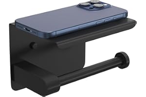 AZOMKER Porte Papier Toilette, Support Papier Toilette, Porte Papier Toilette Mural, Porte Rouleau Papier Toilette, Range Papier Toilette, Accroche Papier Toilette, Porte Pq (Noir)