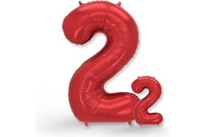 FUNXGO Globo Numero 2 rojo - 100 cm & 40cm - Globos de Cumpleãnos 2 - rojo globo 2 años cumpleaños - Decoracion 2 Cumpleaños - Adecuado para cumpleaños, fiestas sorpresas, fiestas