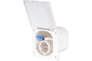 wamovo - Prise de courant externe CEE - Protégée contre les projections d'eau - 200 à 240 V - 16 A - 3 broches - IP44 - Blanc