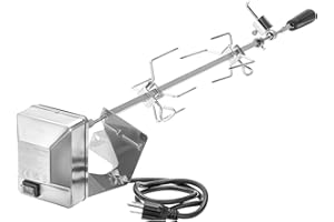 Onlyfire BRK-6013 Edelstahl Grillspieß Set für Weber Spirit 300 Serie, Genesis 300 Serie und ältere Modelle Gasgrill, inkl. 2X Fleischnadeln, Motor, 220V-240V, Drehspieß, Rotisserie, Drehspiess