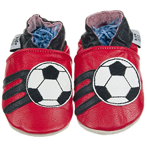 Kidz Shooz - Boys Luxury Soft Sole Leather Baby Pram Shoes Football 0-6, 6-12, 12-18, 18-24