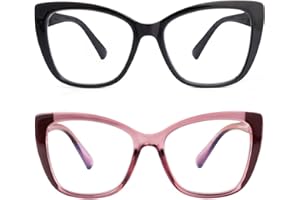 SKYWAY Occhiali da Lettura per Donna, Occhiali da Computer Oversize alla Moda con Blocco Luce Blu, Montatura Quadrata a Occhio di Gatto con Cerniera a Molla