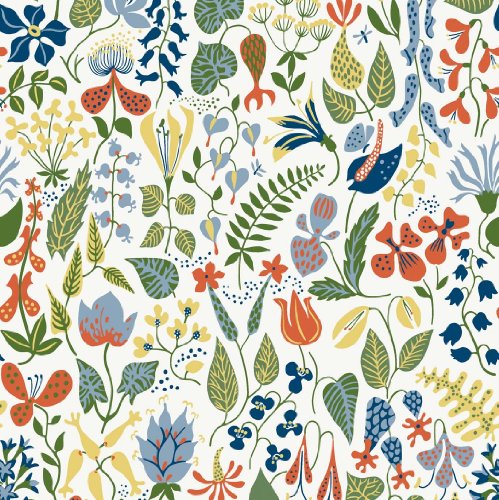 Scandinavian Designers 2743 Vlies-Tapete Stig Lindberg Herbarium stilisierte Blumen und Blüten Weiß