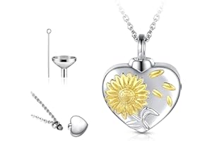 QESSUVNC Ashes Necklace Ashes Keepsake Locket Necklace,Ashes Jewellery for Men Lockets Necklace for Women,Personalised Urn Necklace for Ashes Stainless Steel Cremation Jewellery for Ashes