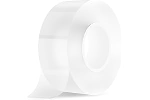 HIQU AND HIST Podwójna taśma klejąca, 3 m, nano, bardzo mocna, przezroczysta, bez pozostawiania śladów, zmywalna, do wielokrotnego użytku, do dywanów, ścian, samochodu, marmuru, szkła