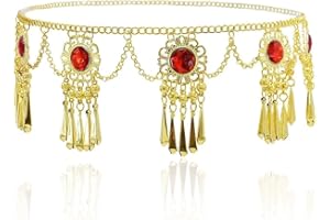 SCJJZ Cadenas de cuerpo,Bohemio estilo de la danza del vientre de la cintura de metal de la cadena de diamantes florales de la borla de la cintura accesorio (105CM)