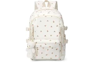 TIAASTAP Aesthetic School Backpack Cute Preppy School Bags for Girls - Coquette Schoolbag Floral Print Back Pack for Teenage College Primary Secondary Middle School