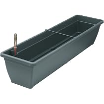 Jardinière Aqua Toscana Avec Bac D’arrosage Et Indicateur Niveau D’eau – 100 Cm – Anthracite – Plastique Résistant