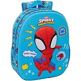 Safta | 3D Spidey Marvel Spidey and His Amazing Friends School Backpack, Thermoformed Embossed Front, Padded Shoulder Pads, B