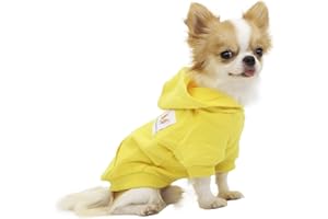 LOPHIPETS Hunde-Kapuzenpullover aus Baumwolle für kleine Hunde, Chihuahua, Welpenkleidung, kaltes Wetter, Gelb/M