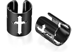 JewelryWe 2 Pairs Men Women Stainless Steel Ear Cuff with Hollow Cross Ear Clip Non-Piercing Clip On Earrings,4pcs¡­