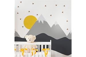 AMBIANCE STICKER Ambiance tatuaże ścienne z motywem gór skandynawskich Nordika, „zrób to sam”, pozwalające się odklejać i ponownie naklejać, naklejki na ścianę, wodoodporne i samoprzylepne – 60 x 140 cm