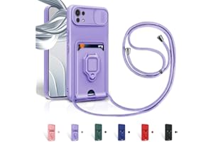 Aithne Funda con Cuerda para Xiaomi Mi 11 Lite 5G/Mi 11 Lite 4G/Mi 11 Lite 5G NE Case con Ranura para Tarjetas,360 Anillo función de Soporte Cubierta -Púrpura