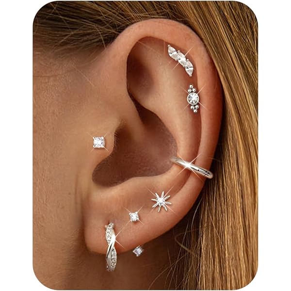 BMMYE 6 Paia Piccoli Orecchini a Cerchio Huggie in Oro per Donne Cartilagine Mini Cerchi in Oro Piccoli Orecchini in Oro Set per Piercing Multiplo Ipoallergenico