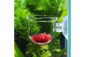 FOURNYAA Aquarium Feeding Bowl, Aquarium Worm Feeder Strong Adsorption Feeding Ring Fish Feeder Worm Food Container with Suction Cup for Aquarium Aquarium (Glass Gap Cup)