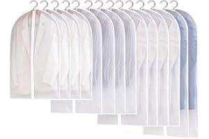 Set de 14 housses de vêtements - Lre Co. longueur 60 x 80/100 / 120/140 cm transparente housse vetements à suspendre, idéale pour les robes, manteaux, chemises et blousons de protection