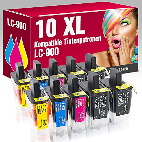 10 Patronen LC900 für Brother DCP-105C DCP-110C DCP-110 DCP-115C DCP-116C DCP-117C DCP-120C DCP-310C DCP-310CN DCP-310 DCP-315CN DCP-340CW DCP-340DCW DCP-340 MFC-1180ME MFC-1185LH MFC-1190CE MFC-1195B MFC-210C MFC-210 MFC-215C MFC-3240C MFC-3240CN MFC-3340C MFC-3340CN MFC-3342CN MFC-410CN MFC-420CN MFC-420 MFC-422C MFC-425CN MFC-5440CN MFC-5840CN MFC-610CLN MFC-610CLWN MFC-610CN MFC-610 MFC-615CL MFC-620 MFC-620CLN MFC-620CN MFC-620 MFC-640CW MFC-820CW MFC-830CLN MFC-830CLWN ms-point®