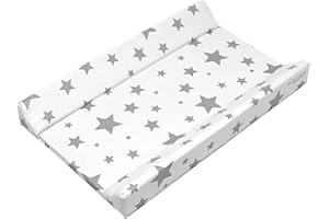 PLASTIMYR Cambiador de Bebe 80x50 cm - Colchoneta Cambiador Cómoda y Segura - Cambiadores Bebe Acolchados, Ligeros y Fáciles de Limpiar (Flexible, Estrellas Blanco)