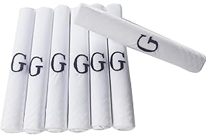 DUDU N GIRLIE Herren-Taschentücher mit weißem Satinrand und blauen gestickten Initialen, G, Einheitsgröße