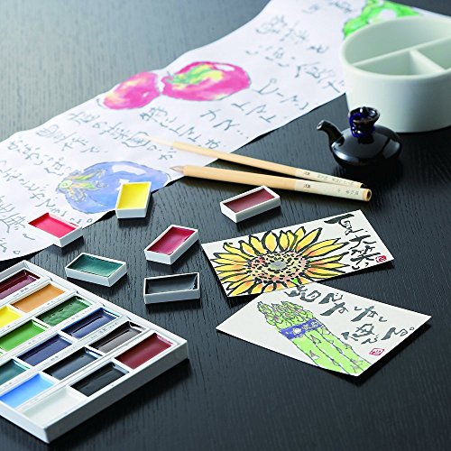 Kuretake ZIG GANSAI Tambi 24 Farbe Set (mc2036 V) mit jeindeer Arts Wasser Pinsel Stift Verschiedene Spitzen, 3 Stück 24 Colour Set - 3
